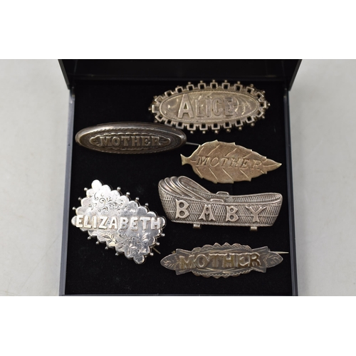 33 - Six Vintage Sterling Silver Brooches