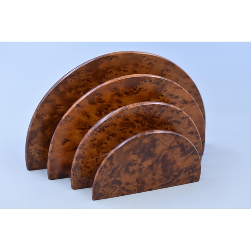 135 - Mid Century Hand made Walnut Half Moon Letter Holder approx 8