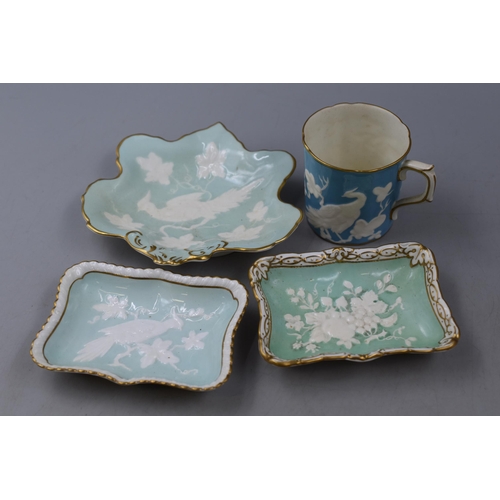 141 - Four Pieces of Royal Crown Derby To Include Three Chinese Birds Pattern (Two Trinket Dishes, and Cup... 