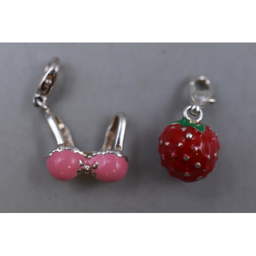 70 - Two 925. Silver Charms To Include Strawberry and Bikini Top