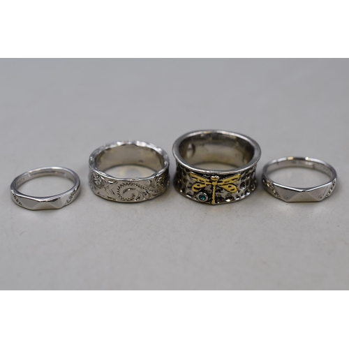 73 - Selecion of Four Silver Finger Rings Stamped ( 925)