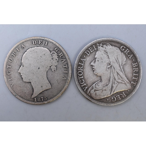 147 - Two Victorian Silver Half Crowns (1875 and 1900)