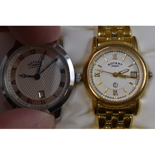 94 - Two Ladies Rotary Watches To Include Gold Tone and Other. In Presentation Box. Both Working, One Req... 