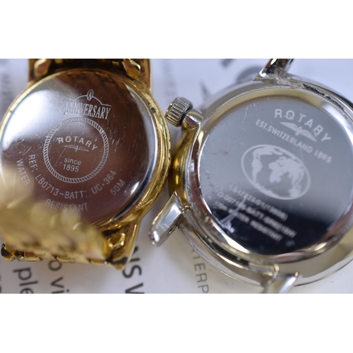 94 - Two Ladies Rotary Watches To Include Gold Tone and Other. In Presentation Box. Both Working, One Req... 