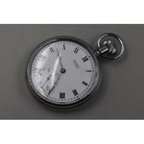 107 - A 15 Jewels Ruben Grand Prix Pocket Watch, In Working Order (Winder Needs Attention)