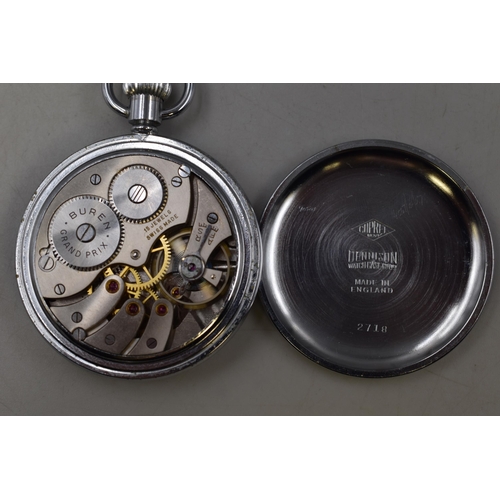 107 - A 15 Jewels Ruben Grand Prix Pocket Watch, In Working Order (Winder Needs Attention)