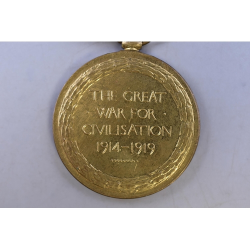 179 - A WWI 1914-1919 'The Great War For Civilisation Medal, With Ribbon. Awarded To RAF HJ Shattock