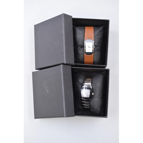 117 - A Ladies Designer Calvin Klein Quartz Watch With Designer Louis Valentin Ladies Watch, In Presentati... 