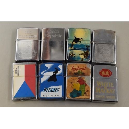 131 - Eight Collectable Flip Lighters (All Spark) To Include Czech Republic, Ireland, England FC, West Ham... 