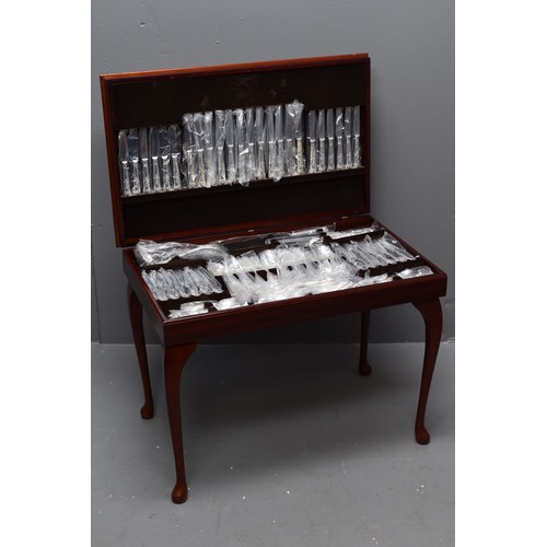 Mahogany Leather Inlaid Canteen of 142 Pieces of Sheffield Silver Plated Cutlery (One Marked Viners) 29" x 18"  