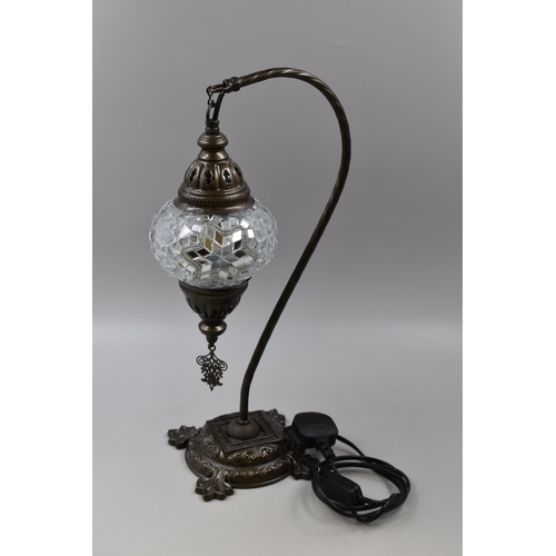 Stunning Turkish Mosaic Glass Bronze Effect Lamp working when tested