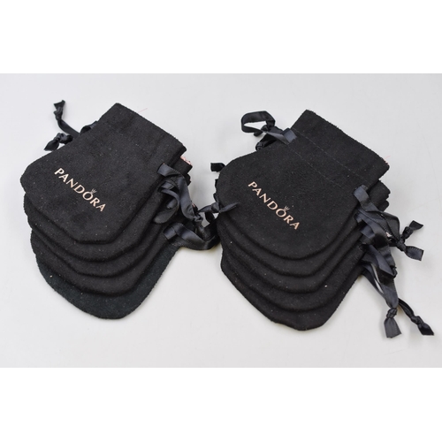 Ten Pandora Black Velvet Gift Pouches with Draw String (Suitable for Pandora Gifts)