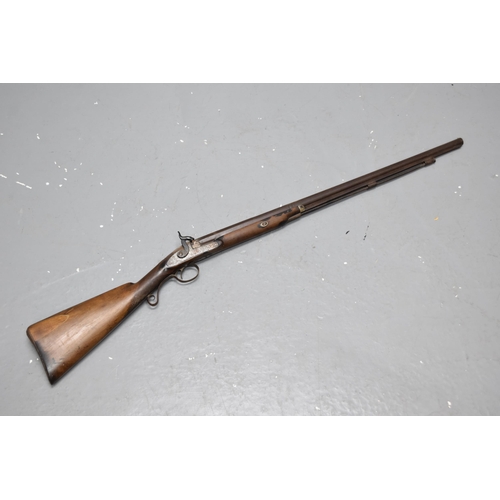 Stunning Antique Single Barrel Percussion Cap Rifle, With Ram Rod., 46.5
