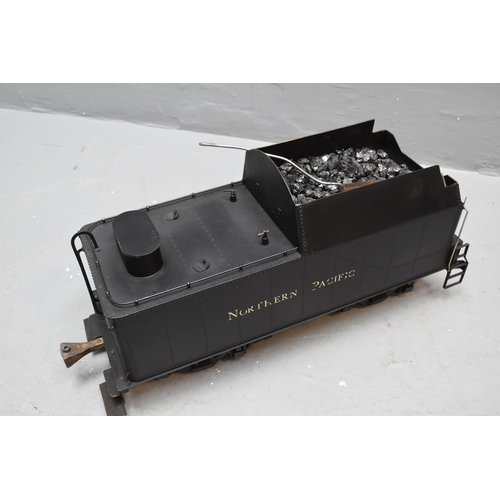 383 - Hand Built 3.5 to 4 Gauge Northern Pacific Steam Engine with Tender Sitting on Rolling Road Display ... 