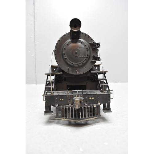 383 - Hand Built 3.5 to 4 Gauge Northern Pacific Steam Engine with Tender Sitting on Rolling Road Display ... 