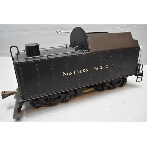 383 - Hand Built 3.5 to 4 Gauge Northern Pacific Steam Engine with Tender Sitting on Rolling Road Display ... 