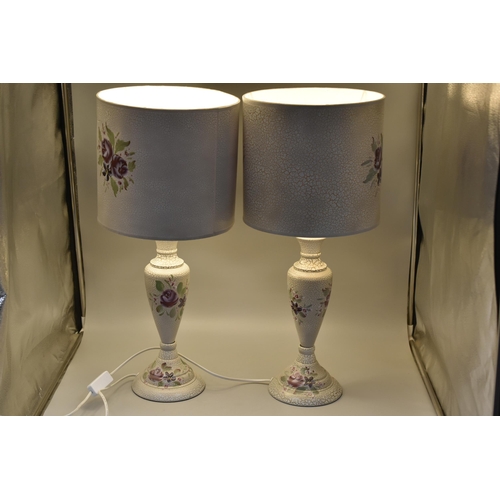 425 - Pair of Classical Style Crackle Glazed Table Lamps (64cm High)