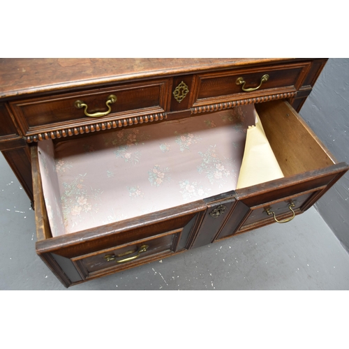 694 - Beautiful Rare Original 17th Century Two Part Solid Oak Moulded Front Jacobean Chest of Four Drawers... 