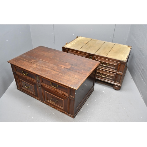 694 - Beautiful Rare Original 17th Century Two Part Solid Oak Moulded Front Jacobean Chest of Four Drawers... 