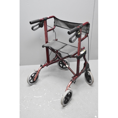 695 - Diamond Four Wheeled Folding Walking Aid with Seating and Brake System Fitted