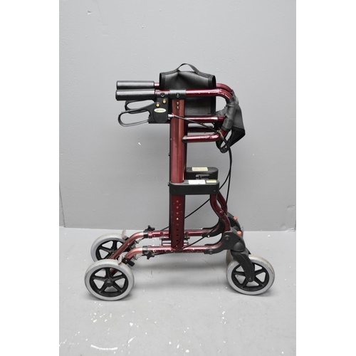 695 - Diamond Four Wheeled Folding Walking Aid with Seating and Brake System Fitted