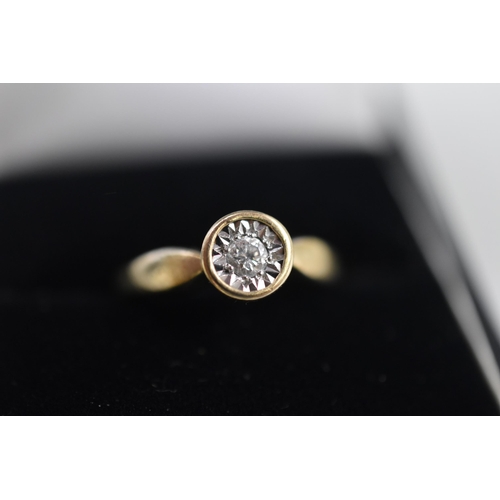 8 - Hallmarked Sheffield 375 (9ct) Gold Diamond Solitaire Ring Complete with Presentation Box