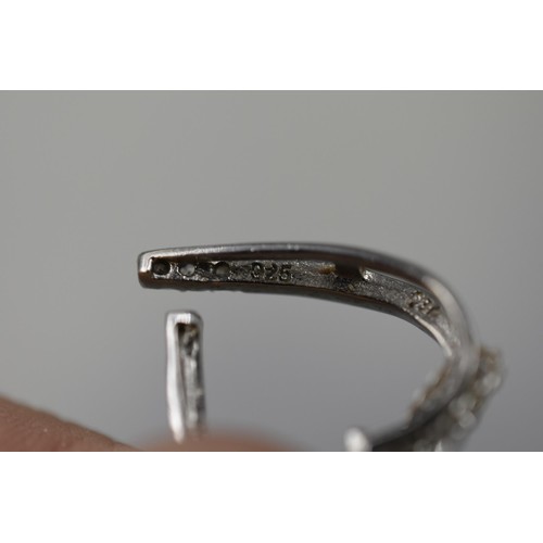 10 - Two Pairs of 925. Silver Earrings (Pink and Clear Stoned Fox, And Clear Stoned), With 925. Silver Cl... 