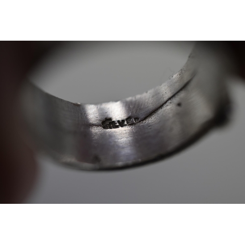 13 - Silver Belt Buckle Ring (Size N) Complete with Case