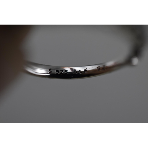 36 - Boxed Silver Pandora Regal Swirl Ring Size 54