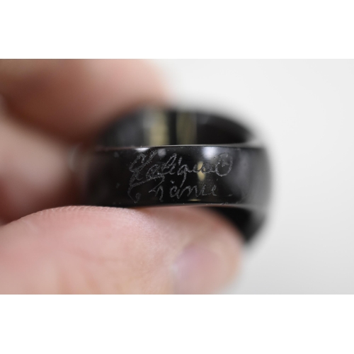 3 - Lalique Coeur Black Cabochon Ring (Size M) Complete with Box