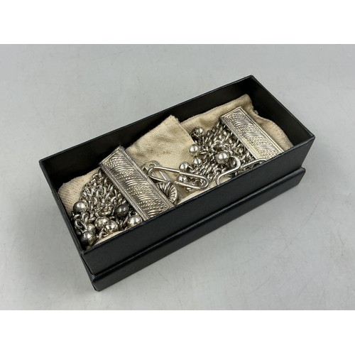 28 - Two Victorian Women's Masonic Apron Tussels plus a Snake buckle Set