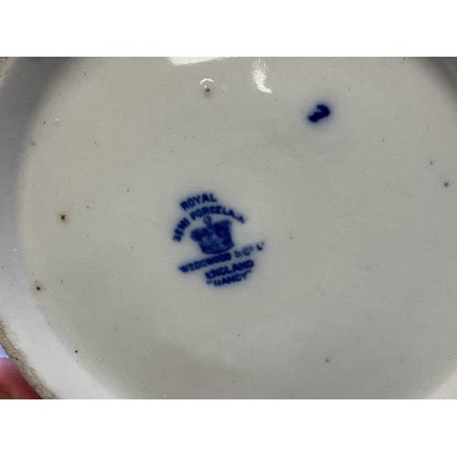 266 - A Pair of Burleigh Ware Blue and White Vases (Floral and Bird Scene), With Wedgwood Semi Porcelain N... 