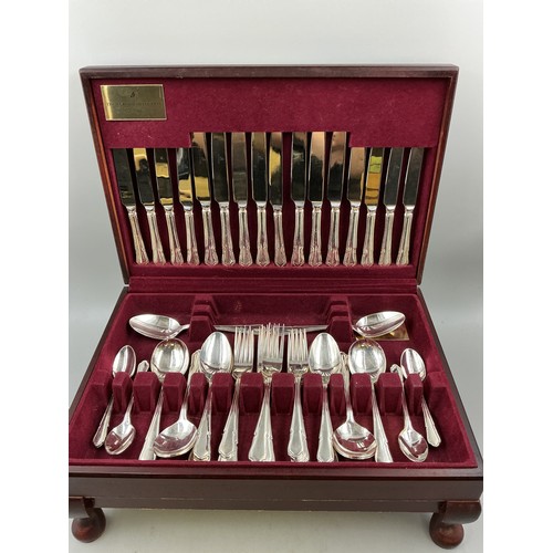338 - Viners Parish Collection 58 Piece Canteen of Cutlery in Wooden Footed Display Case