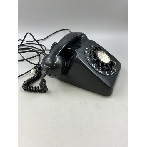447 - BT Black Rotary Dial Telephone with Modern Connection