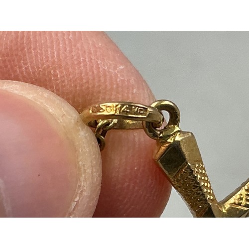 59 - An 18ct Gold Cross Pendant, On Unmarked Yellow Metal T Bar Necklace Chain. Approx 4.13g in Total, Pe... 