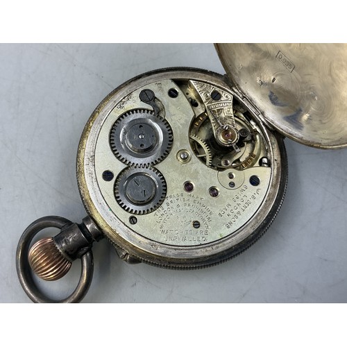 14 - A 935. Continental Silver Cased Half Hunter 'Illinois' Pocket Watch. Mechanism in Working Order, Nee... 