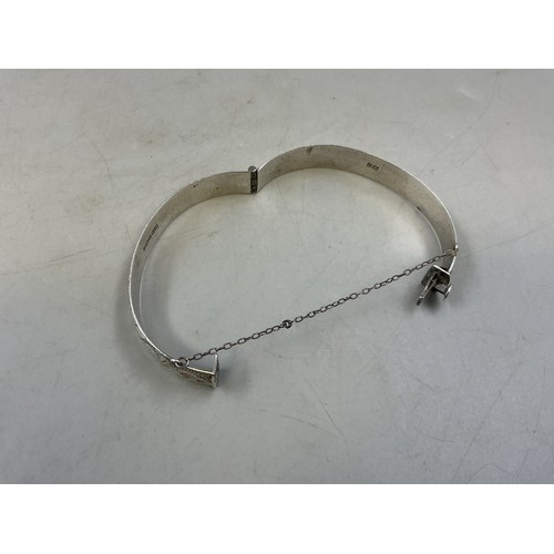 8 - A Hallmarked R P H Jewellery Co Ltd Birmingham Silver Bangle With Repaired Safety Chain, Circa 1967