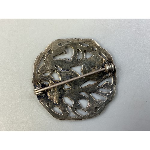 29 - A 925. Silver Openwork Floral Brooch