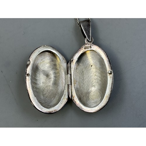 8 - Two Silver 925 Pendant Necklaces (Mother of Pearl Floral and Locket)