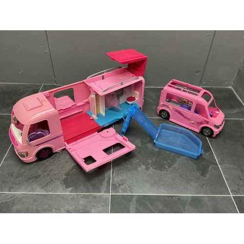 Two Large Barbie Camper Vans Complete with Accessories