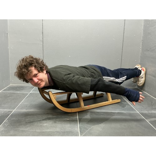 Vintage Wooden Sledge with Metal Runners