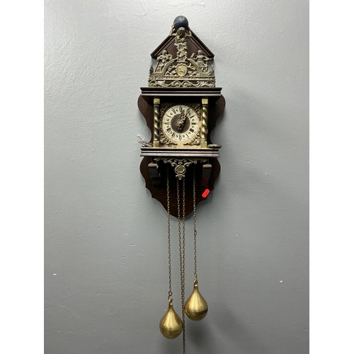 Dutch Atlas Wall Clock complete with weights and Pendulum (a/f)