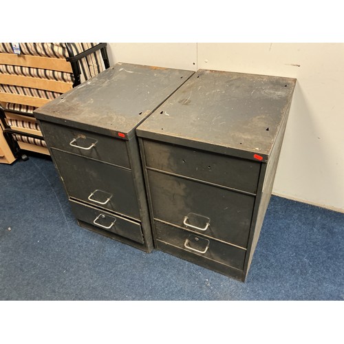 Two Vintage Metal Three Drawer Tool Storage Units with Sectional ...