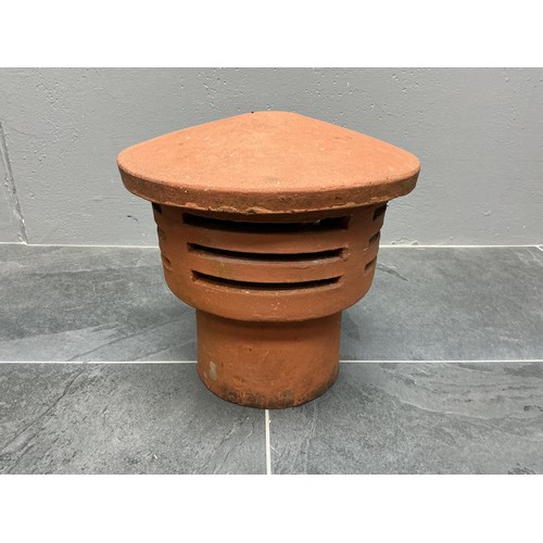 683 - Terracotta Low Profile Chimney Cowl by Stanley Brothers 33cm Tall, external fitment dia 28.5cm