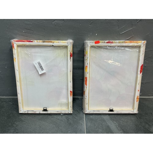 711 - Two Sets of three Canvass on Block Poppy Prints (40cm x 30cm)
