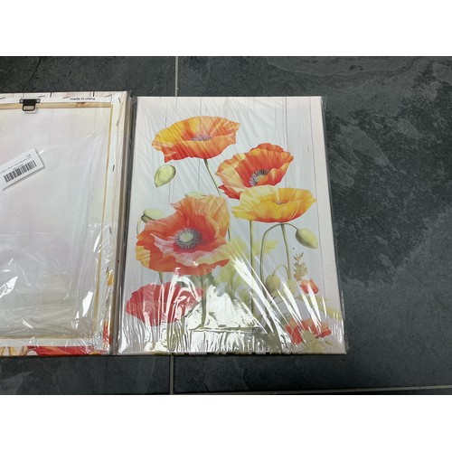 711 - Two Sets of three Canvass on Block Poppy Prints (40cm x 30cm)