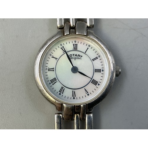 11 - A Hallmarked Moise Dreyfuss Ltd London Silver Case and Strap Ladies Rotary Quartz Watch, Circa 2000