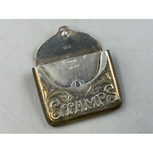 13 - A Hallmarked Crisford & Norris Ltd Birmingham Silver Embossed Stamp Case, Circa 1910
