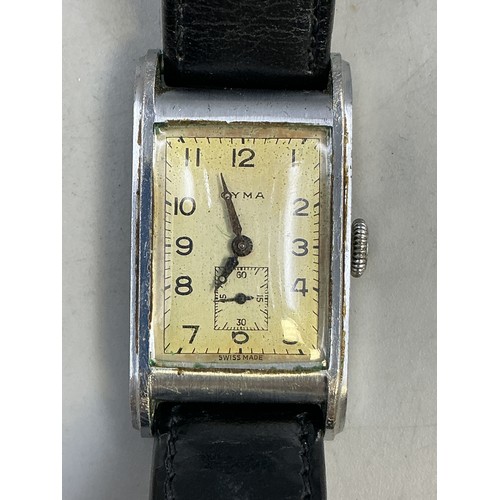 15 - Vintage Swiss rectangular Cyna wristwatch circa 1930-40s