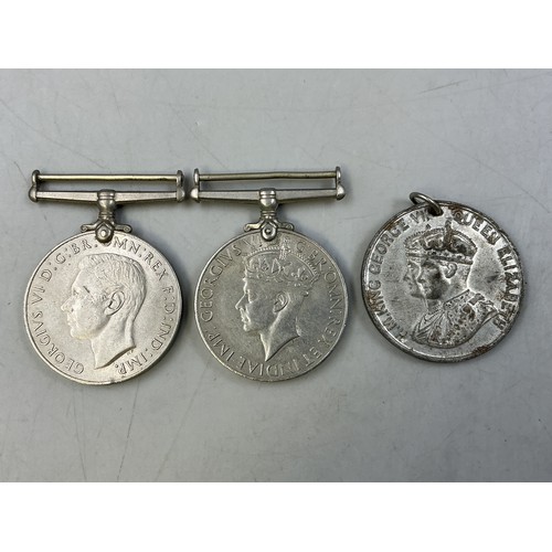 30 - Two George VI WWII Medals (Defence and Victory), With a 1937 George VI Coronation Medal